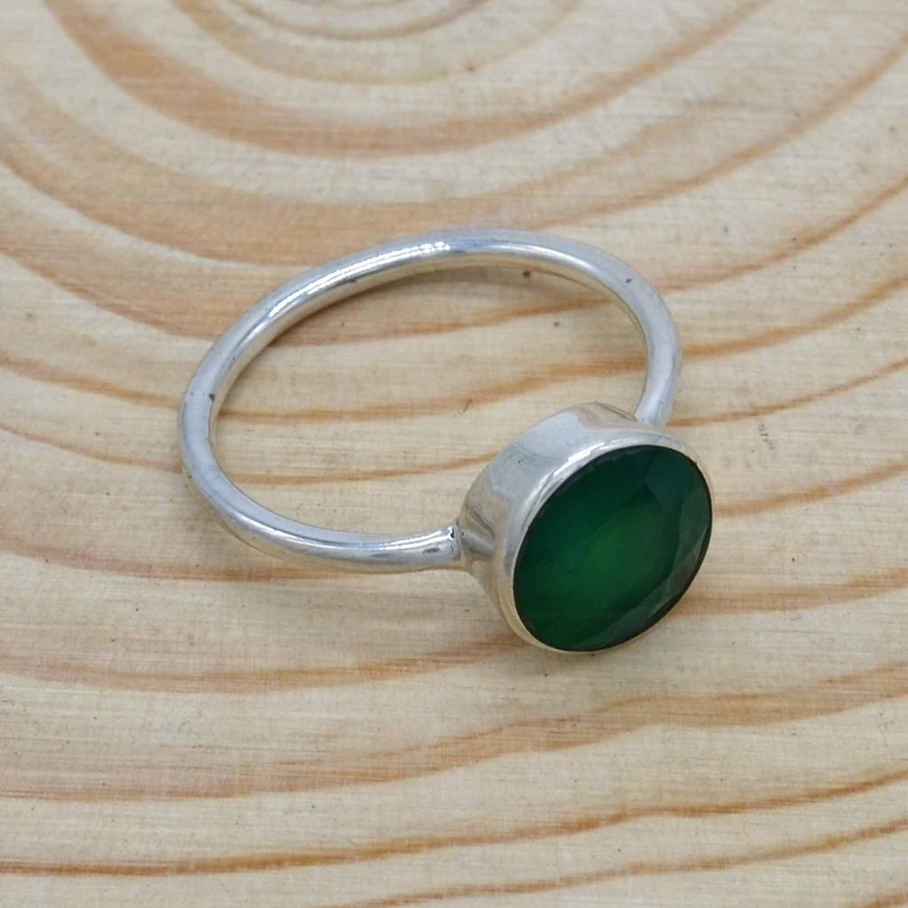 Green Onyx 925 Sterling Silver Ring, Onyx Gemstone Handmade Women Boho Ring