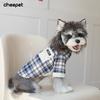 Pet Autumn and Winter Two-legged Plaid Shirt Color Matching Lapel Anti-hair Loss Jacket Schnauzer Than Bear Puppy Dog Walking Clothing