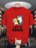 Unisexs Crew Neck T Shirt Funny Lets Dance Dancing Cat Dog Cartoon Pet Graphic Short Sleeve Casual Cotton Trendy Summer Tops