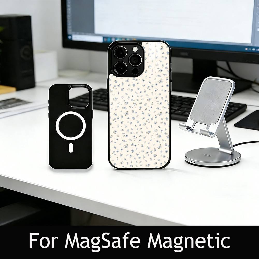 Romantic Floral Phone Case For iPhone17,16,15,14,13,12,11 Plus,Pro Magnetic with Magsafe Wireless Charging