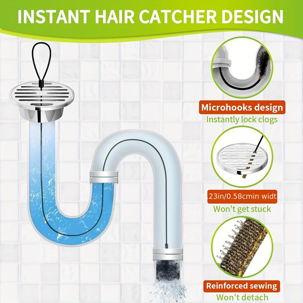 Suitable for Bathroom Sinks, Bathtubs and Shower Drains, for Unclogging Sinks and Cleaning Hair from Toilet