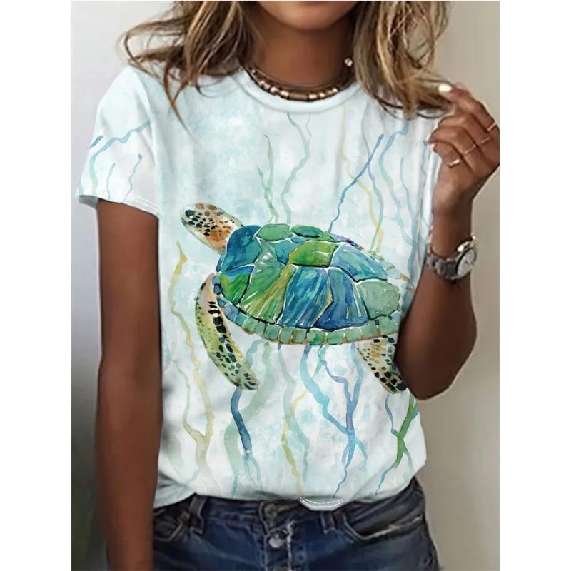 Women's T-Shirts Cartoon Characters Cute Pattern 3d Print Tshirt Funny Cartoon Animal Casual Short Sleeve O Neck Female Clothing