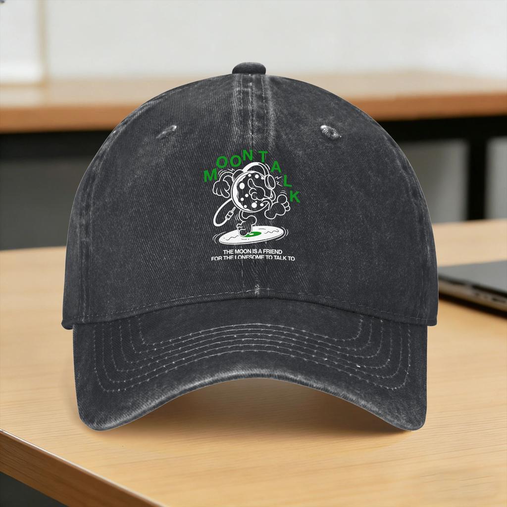 Summer Talking To The Moon Art Baseball Cap Sun Hot Sale Print Washed Trucker Hat UnisexTeens Casual Outdoor Sport Caps
