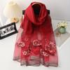 Шелково-шерстяной шарф на четыре сезона женский хиджаб пашмина шали накидка бандана одеяло цветочная пашмина вышивка шарфы фулард женский