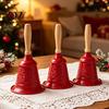 Holiday Party Decoration Vintage Hand Bell with Wooden Handle, Metal Service Call Decorative Gold for Restaurant Bar Classroom Pet Training, Christmas