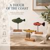 Mediterranean Hand-Painted Wooden Fish Decor, Rustic Coastal Fish Figurine with Wood Base, Handmade Style Tabletop Ornament for Home, Office & Gift