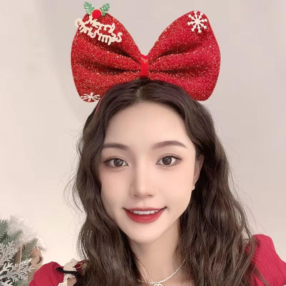 Plush Christmas Hairband Non-slip Christmas Headband Cute Bowknot Hair Hoop  Kids