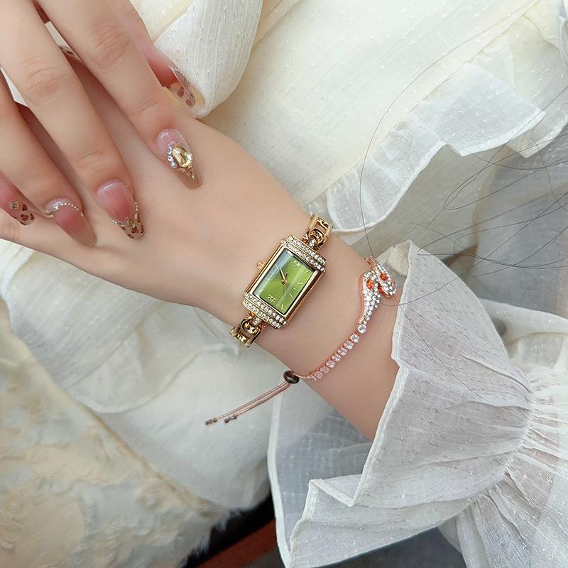 Diamond-Encrusted Small Pin Women'S Watch Xiaohongshu Fashion Light Luxury Square High-End Quartz Watch