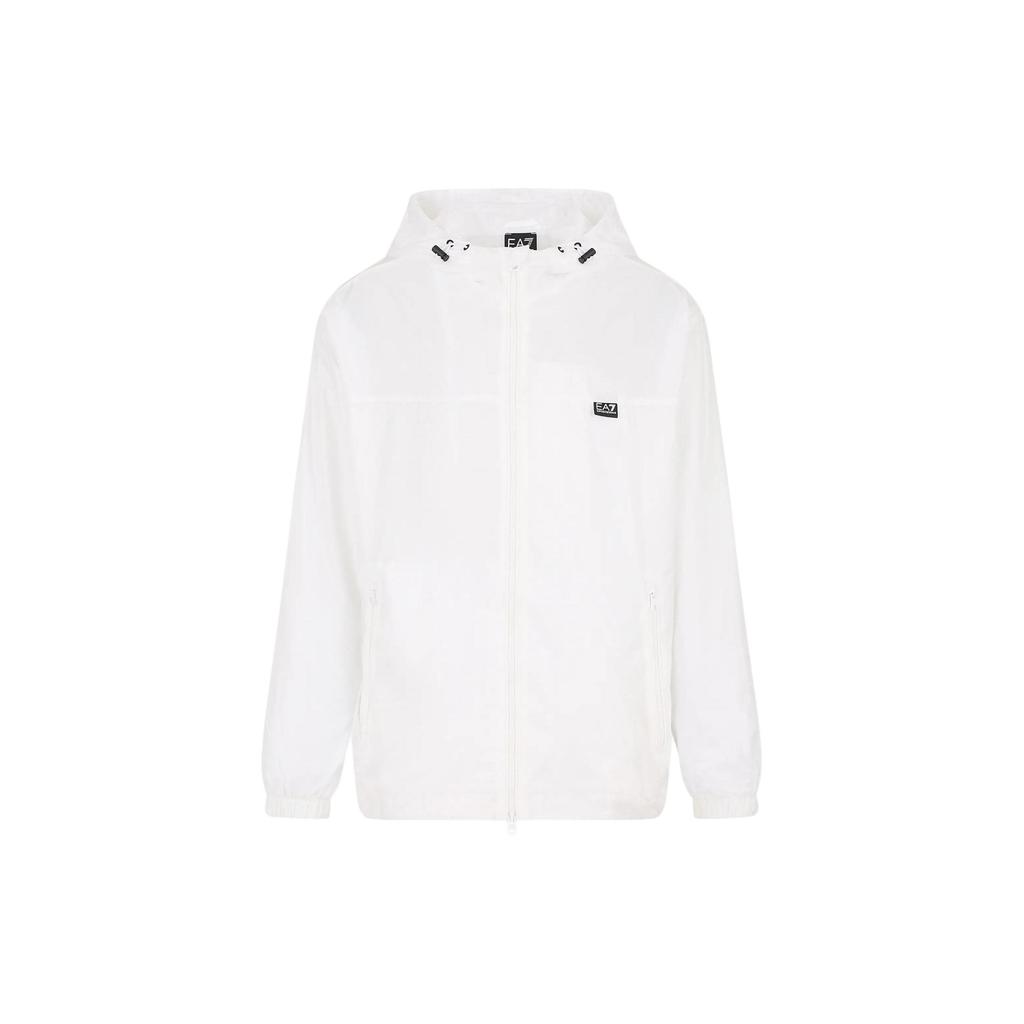 Emporio Armani EA7 Весна-Лето 2024 Худи на молнии с принтом-логотипом из букв Свободная куртка с длинным рукавом Мужская одежда Куртки Белый 3DPB17-PN5ZZ-1100