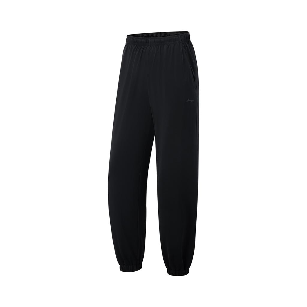 Li Ning Серия Фитнес Повседневные Простые Однотонные Ледяной Шелк Быстросохнущие Прохладные Защищающие от Ультрафиолета С манжетами Эластичные Трикотажные Спортивные Штаны Женские низы AKYV196-1