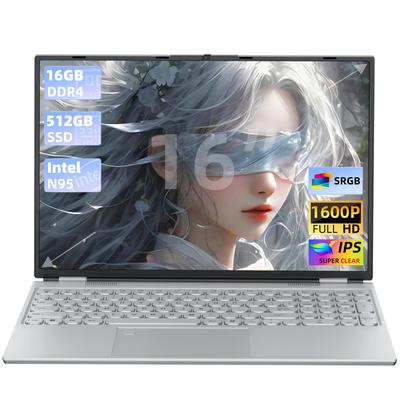 FHD IPS Ноутбук с MS Office 2019 и Windows 11 16 ГБ DDR4 быстрый и тихий процессор Celeron N95 USB SSD Bluetooth отпечаток пальца и подсветка