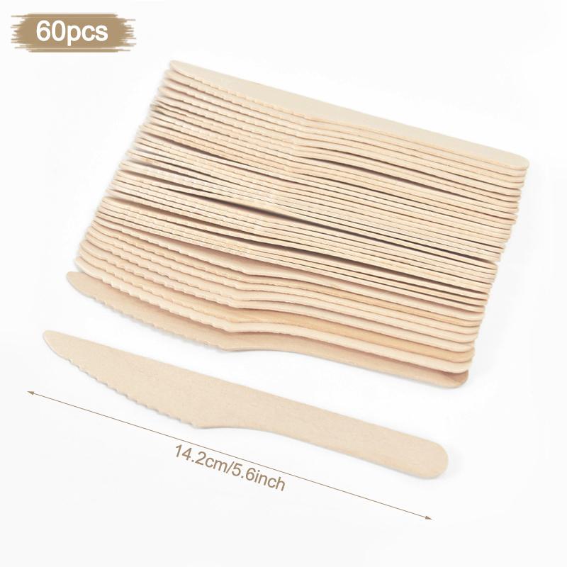 Disposable Wooden Spoon Fork Knife Cutlery Set Rustic Wedding Birthday Party Tableware Decoration Supplies Dessert Cake Scoop