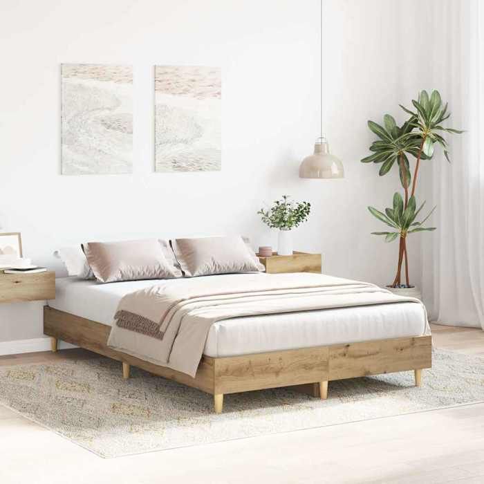 VidaXL Bed Frames Without Mattress Artisan Oak 120x200 Cm, Bedroom Furniture, Bed Base, Double Bed, Bed, Bed Frame, 861038