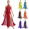 Women Lyrical Modern Dance Costume Sleeveless Sparkling Rhinestones Split Dress for Contemporary Stage Performance Costumes