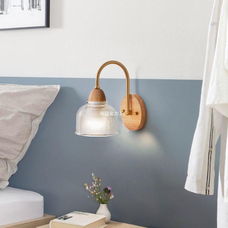 Solid Wood Pull Cord Wall Lamp - Bedside, Corridor, or Study Cream Lamp