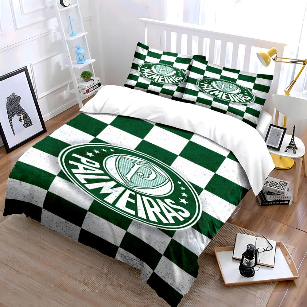 Green Palmeiras logo pattern. Bedding sets Duvet cover sets Duvet covers Pillowcases(1*Duvet Cover 2*Pillowcases without duvet insert)