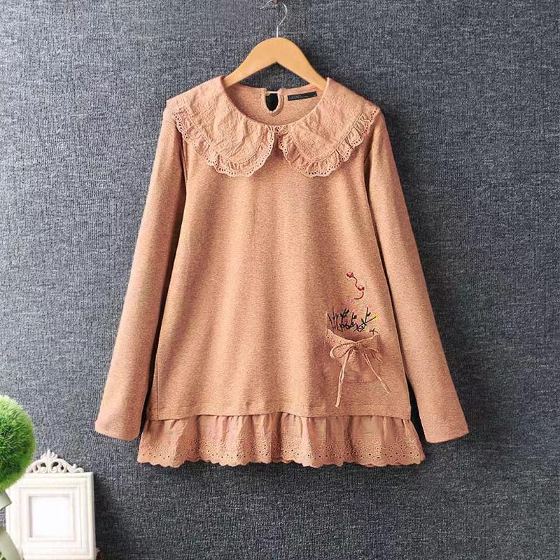 ZANZEA Женские осенние кружевные лацканы с длинным рукавом и принтом футболки