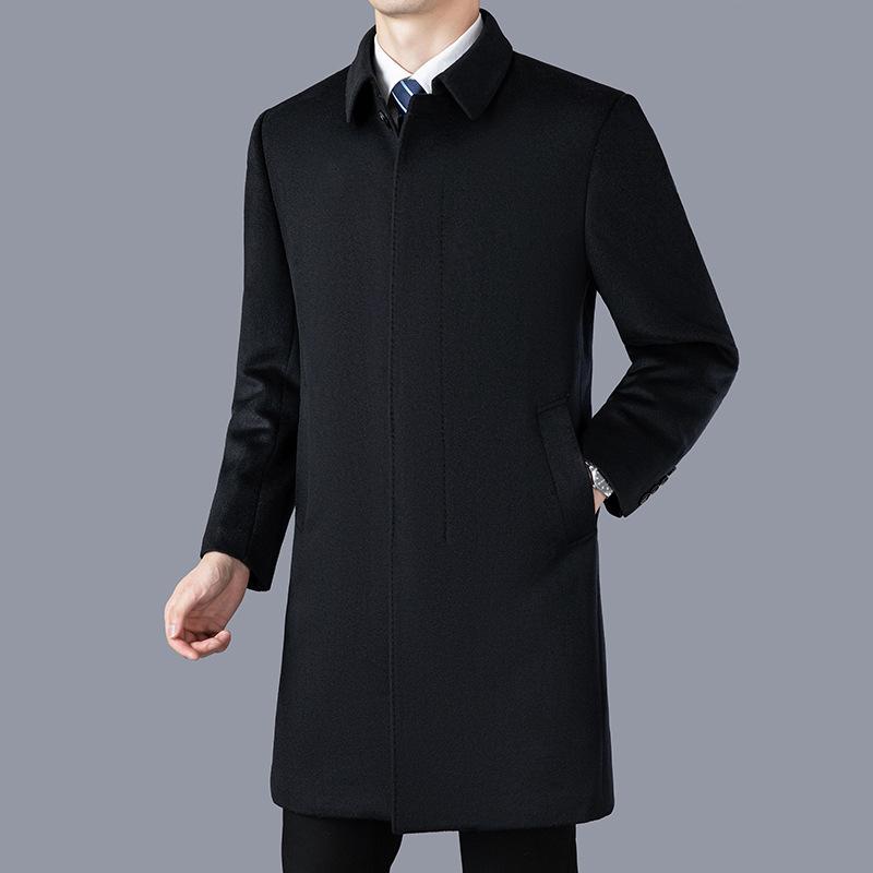 Новые осенние и зимние кашемировые пальто для мужчин среднего и пожилого возраста, шерстяные ветровки средней длины с лацканами, мужские шерстяные пальто, одежда для пап