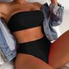 Sexy Bandeau High Leg Cut Female Swimsuit High Waist Bikini Women Swimwear Two-pieces Bikini Set Bather Bathing Suit Swim