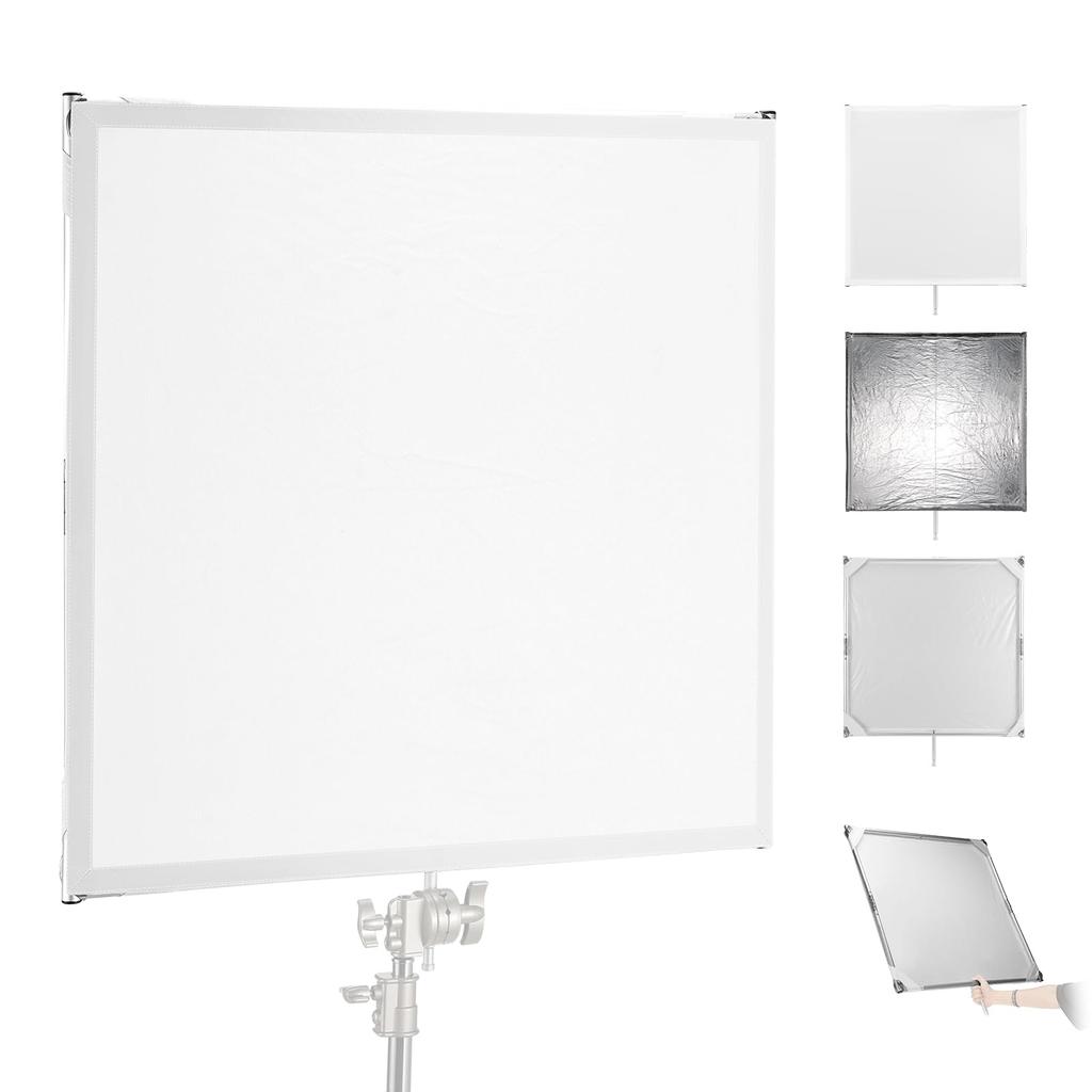 NEEWER Photography Reflector Light Diffusion Panel Scrim Kit Sunscrim Reflector Reflector with Baby Pin Handle 90x90cm Foldable Frame 3 In 1 Diffusion