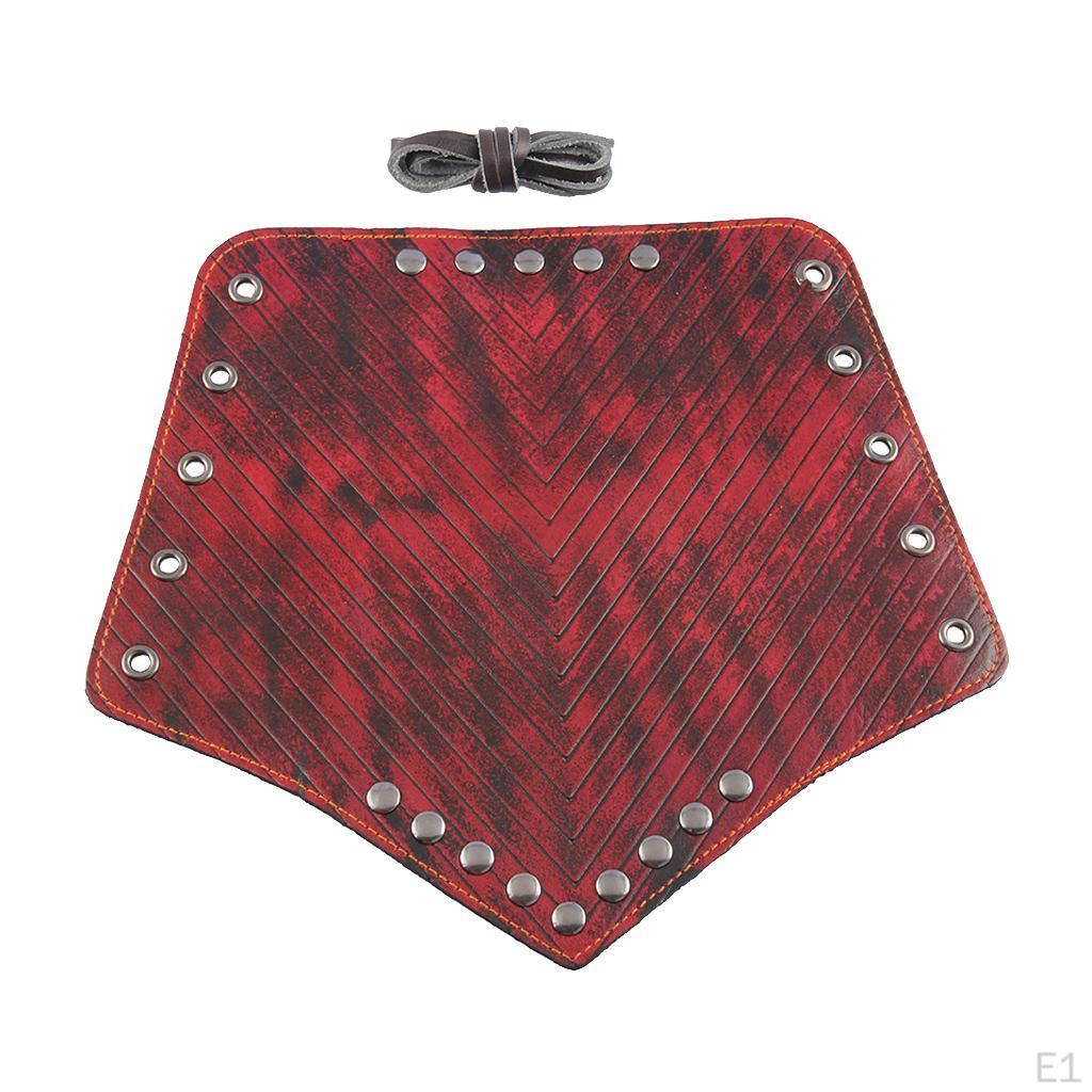 Браслет-манжета из сплава и кожи в стиле панк - красный