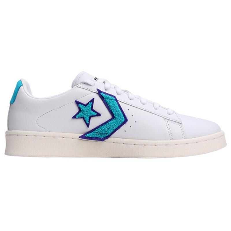 Converse Cons Pro Leather Low Vintage Casual Non-Slip Lightweight Low-Top Board Shoes Unisex White and Blue