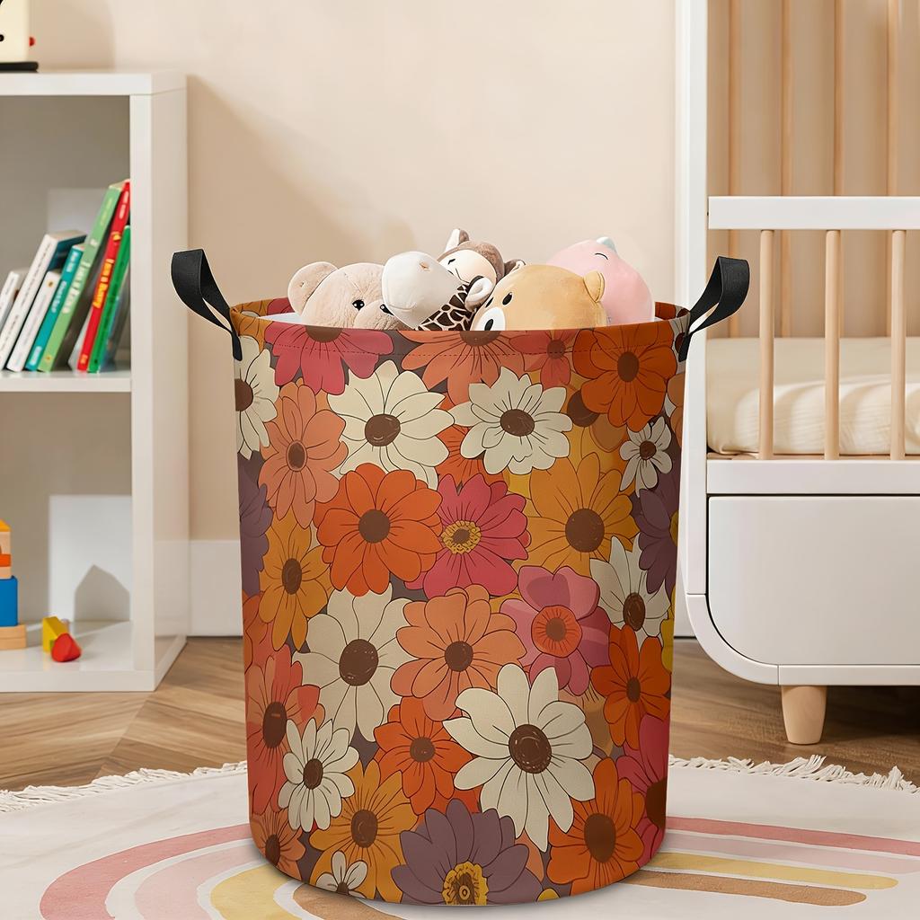 1pc, Laundry Basket Boho Floral Collapsible Laundry Hamper with Handles Clothes Storage Bin for Household Bedroom Bathroom College Dorms, Laundry Bas
