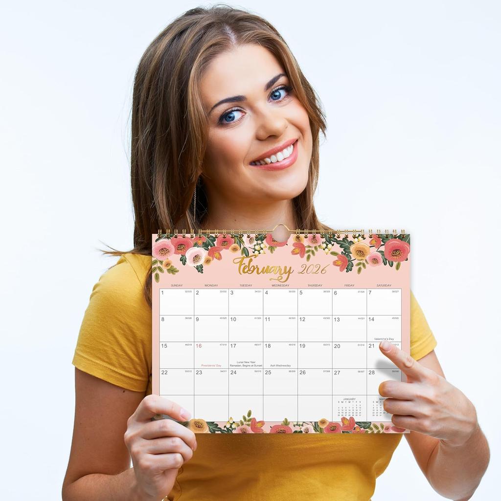2026 Calendar - 2026 Wall Calendar, 11" x 8.5", JAN.2026 -DEC.2026, 12 Monthly Wall Planner Large, Hanging Hook, Wall Calendar With Twin-Wire Binding