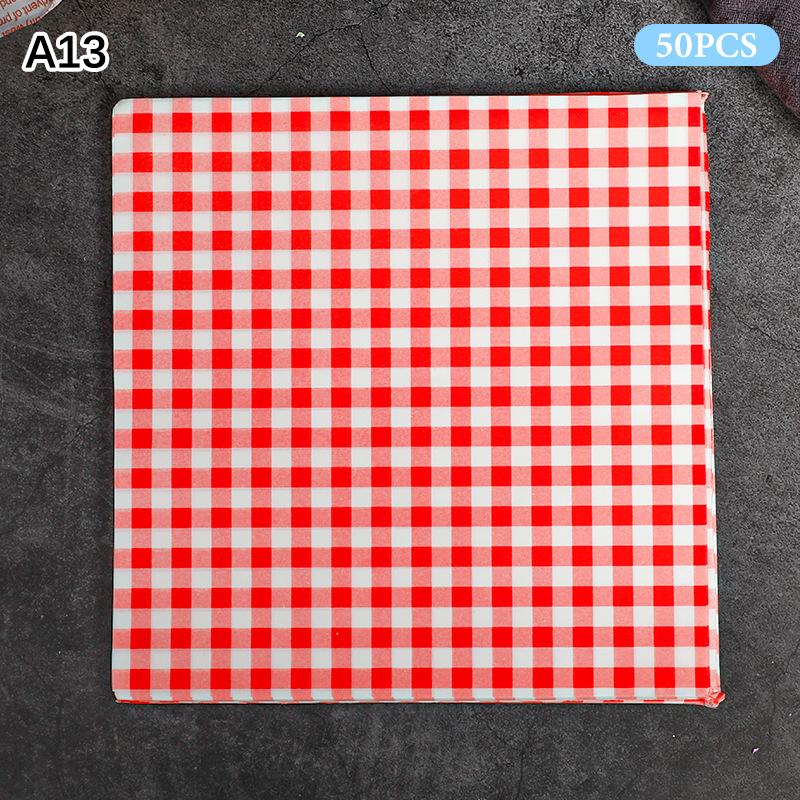 50 шт. Пищевая вощеная бумага для выпечки, Квадраты бумаги с клубничным и цветочным узором, Антипригарная бумага для обертывания тортов, бургеров, чипсов