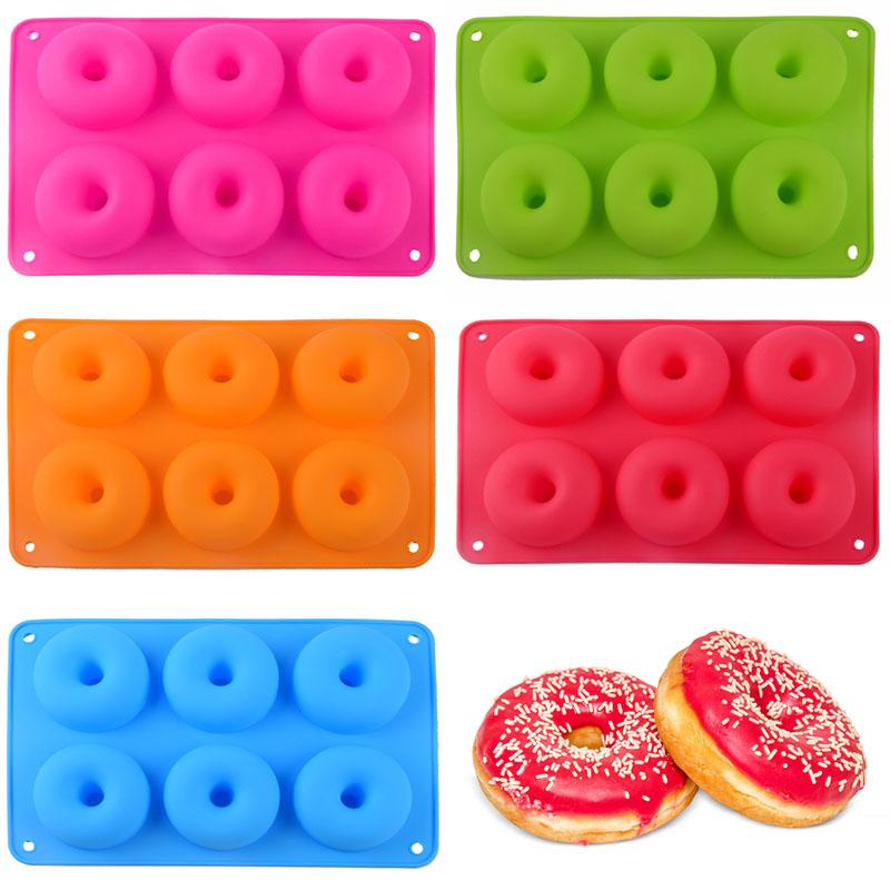 Модный лоток для пончиков с 6 полостями, силиконовый антипригарный инструмент для изготовления выпечки, 1 шт., термостойкая многоразовая форма