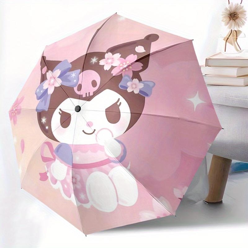 1pc Sakura Kuromi Automatic Folding Umbrella - 3 Folding Design, Vivid Cartoon Pattern, Suitable for Outdoor Activities, A Gift for Fans In All Season
