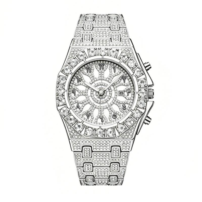 Couple Watch Large Dial Full Calendar Luminous Stainless Steel Strap Fashion Wristwatch