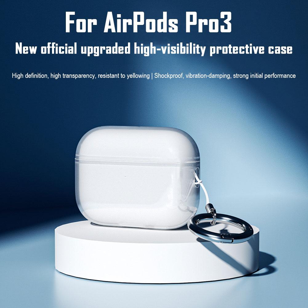 Для Apple Airpods Pro 3 Чехол для наушников Высокопрозрачный Защитный чехол Водонепроницаемый Пылезащитный Прозрачный Тонкий Чехол с Карабином