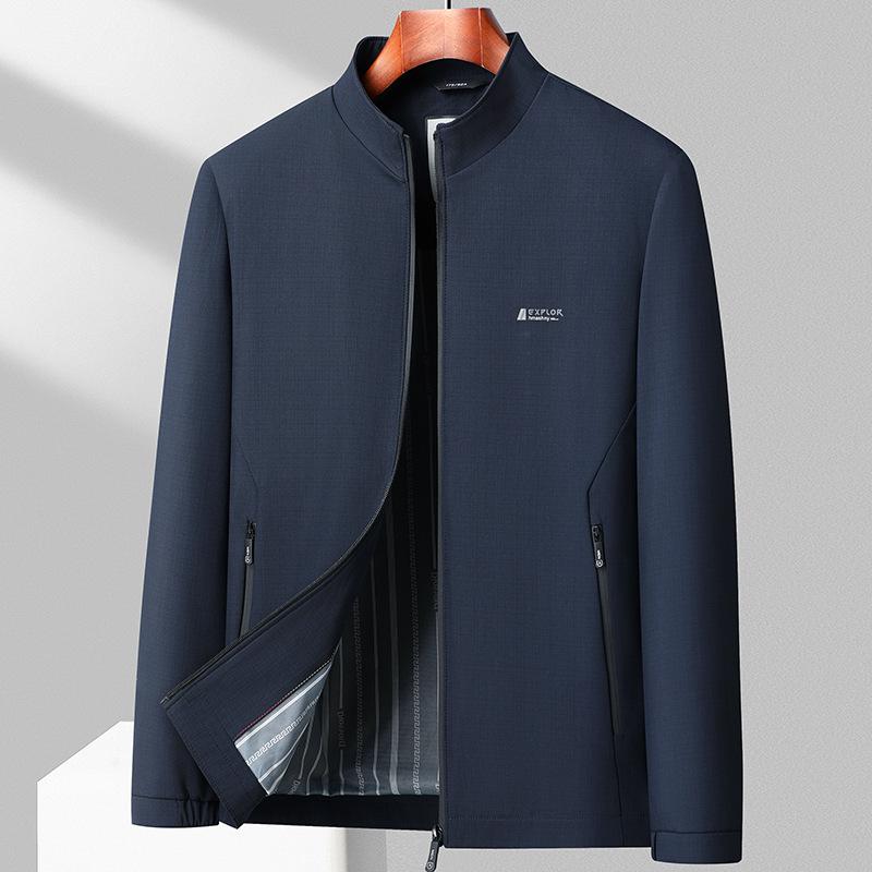 Весна и осень Новая мужская куртка с воротником-стойкой Повседневная куртка Деловая одежда для пап Куртка для среднего возраста