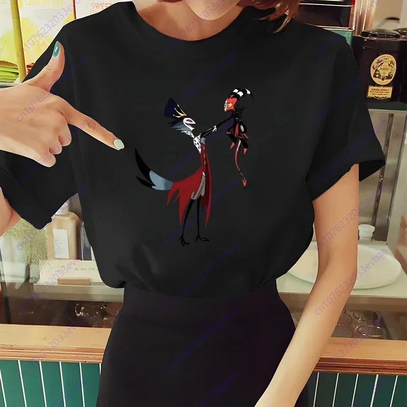 Женская футболка Helluva Boss Летняя футболка с коротким рукавом и принтом жевания Забавная футболка Харадзюку Топы Мужская футболка Уличная одежда