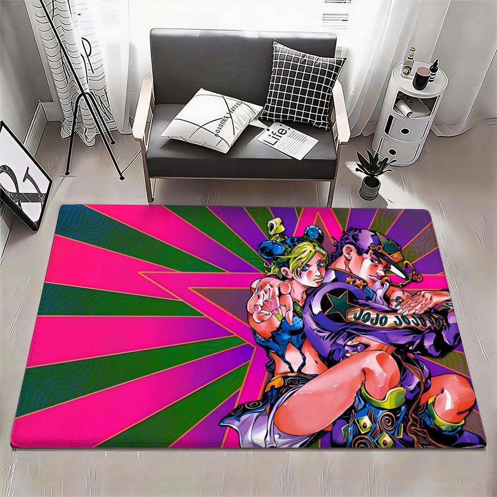 Anime J JoJo's Bizarre A Adventure Floor Mat Eco Flannel Doormat Non Slip Odorless Indoor Floor Rug Soft Short Plush Home Mat