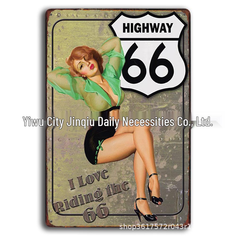 Ретро жестяная металлическая вывеска Route 66 - Декор для стен American Iron Art