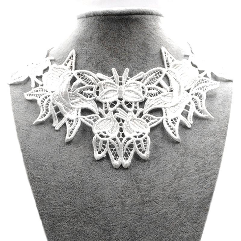 2PCS Water-soluble Lace Embroidery Polyester Silk Hollowed Out Corsage Collar Fake Collar DIY Clothing Handmade Accessories