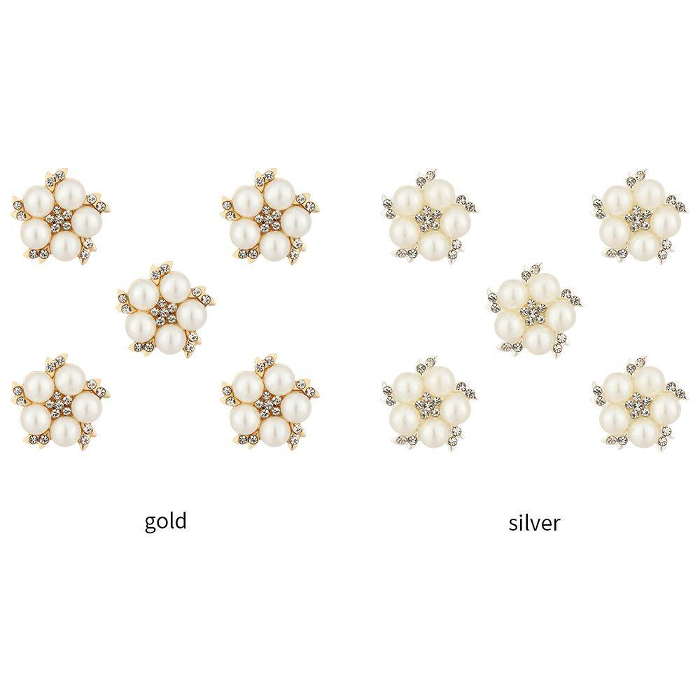 5Pcs DIY Hairpin Bag Pearl Flower Buttons Sewing Buttons Crystal Glass Stone Rhinestone Buttons