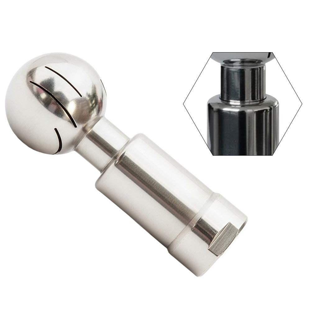 PTFE Lined Ball 304 Stainless Ball PTFE Lining Sealing 360-degree Rotation Female Thread Connection Hygienic Cleaning
