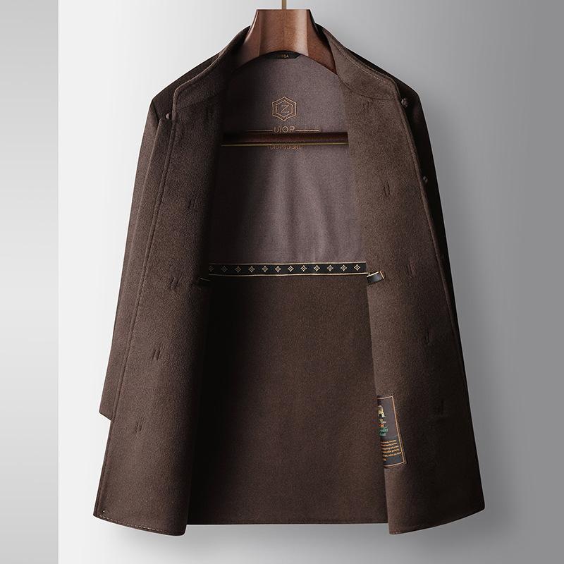 Осенне-зимний китайский молодежный костюм Тан с воротником-стойкой, двусторонняя шерстяная повседневная теплая куртка