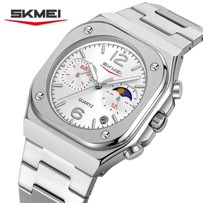 Skmei New Design Quartz Wristwatches Men Golden Stainless Steel Watch Date Functions Luxury Clock Man