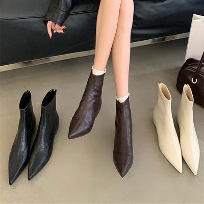 2025 осень и зима новая мода универсальные толстый каблук французский темперамент квадратный носок короткие ботильоны женские ботинки