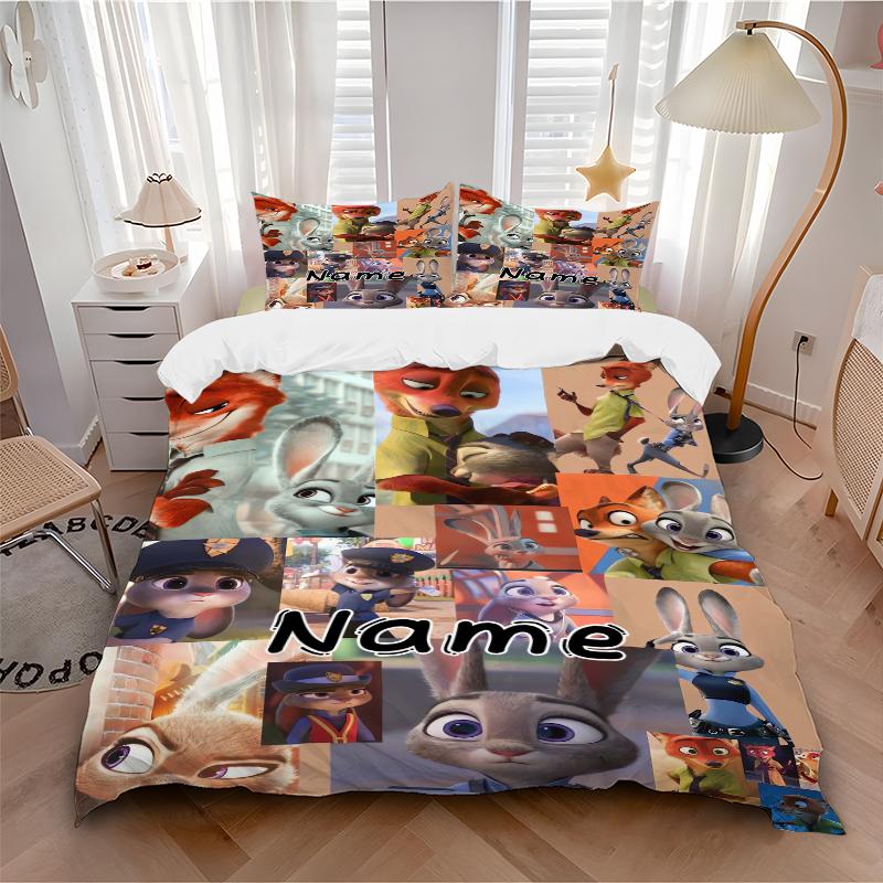 Custom Textile Zootopia Heroes Bedding 3 Piece Set HD Print Duvet Cover Pillowcases for Teens Adult Bedroom Decoration