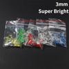 100PCS/Lot DIY Electronic Kit LED Diode F3 Super Bright 3MM Red Yellow Blue Green White LEDs Kit
