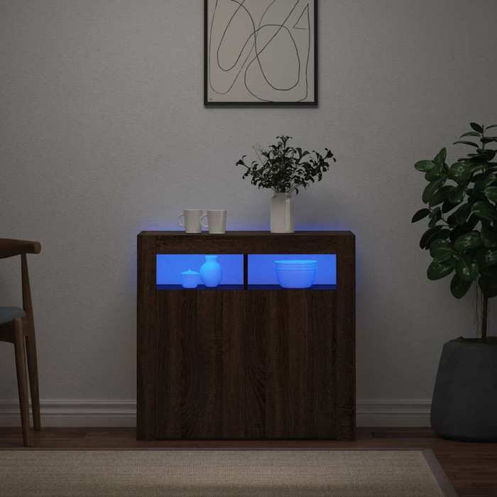 Maison Exclusive - Buffet avec lumières LED chêne marron 80x35x75 cm