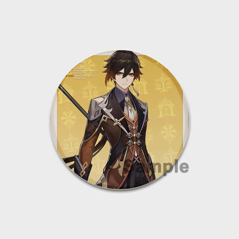58 мм аниме Genshin Impact значки Yae Miko Xiao Zhongli, эмалированные булавки, мультяшная пуговица, брошь, украшение на грудь для рюкзаков, подарки для фанатов