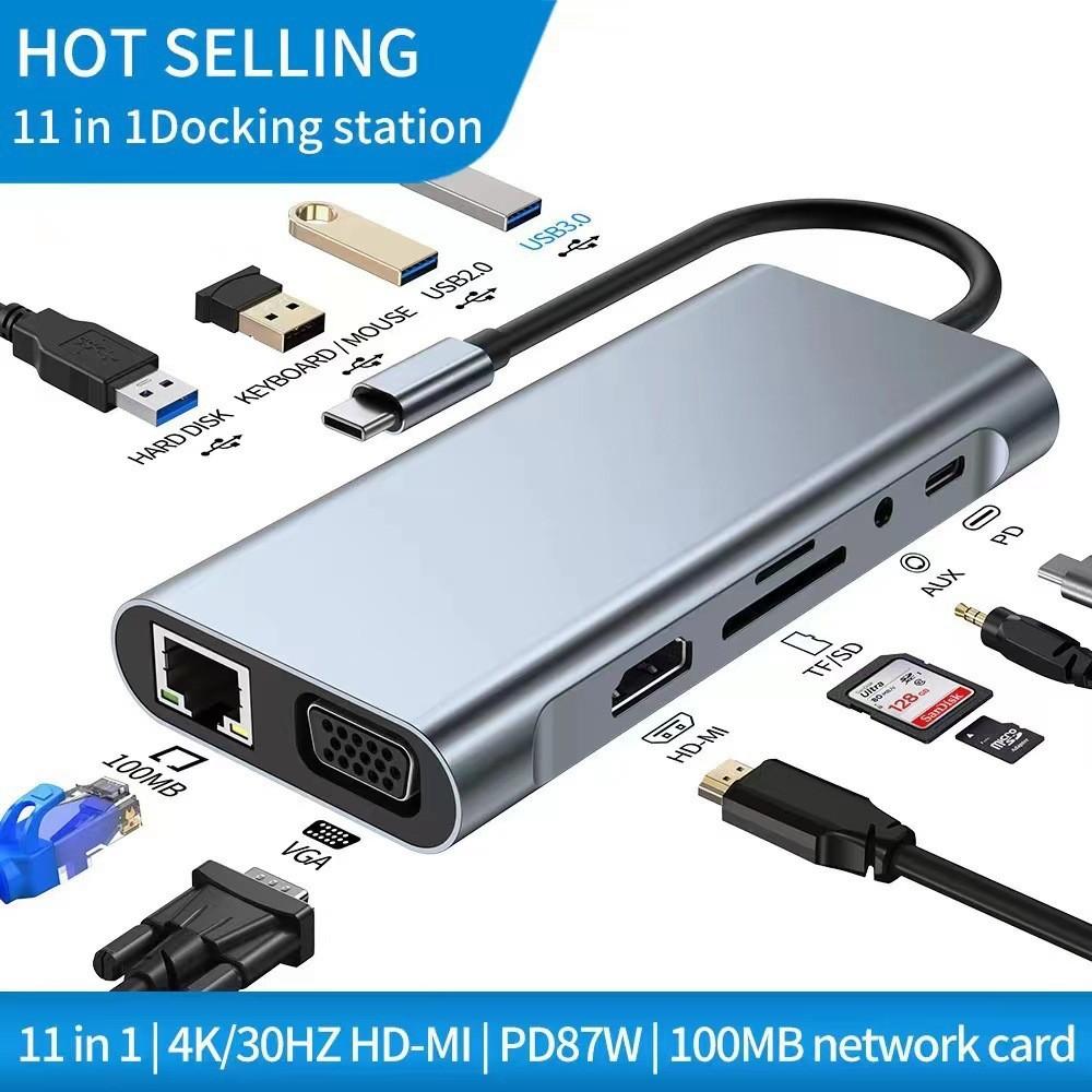 USB-C хаб Mindpure 12-в-1, док-станция MST с двумя HDMI, 100 Вт PD, RJ45, кардридер SD/TF