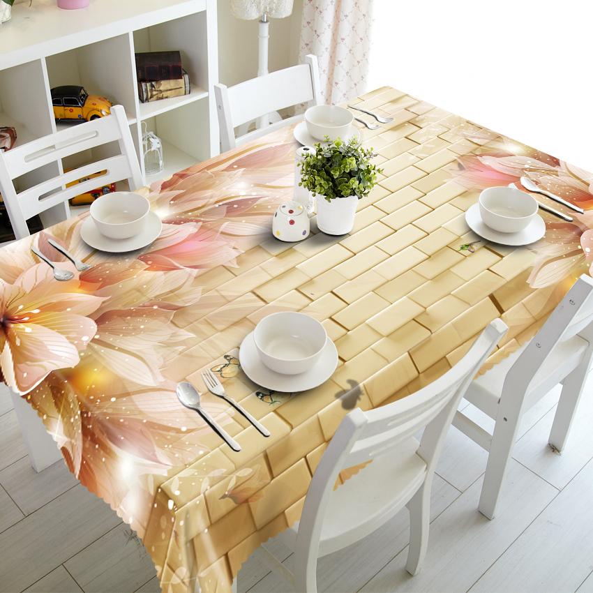 Decorated Wall Tablecloth Fashion Flower Pattern Waterproof Thicken Rectangular And Round Table Cloth For Wedding