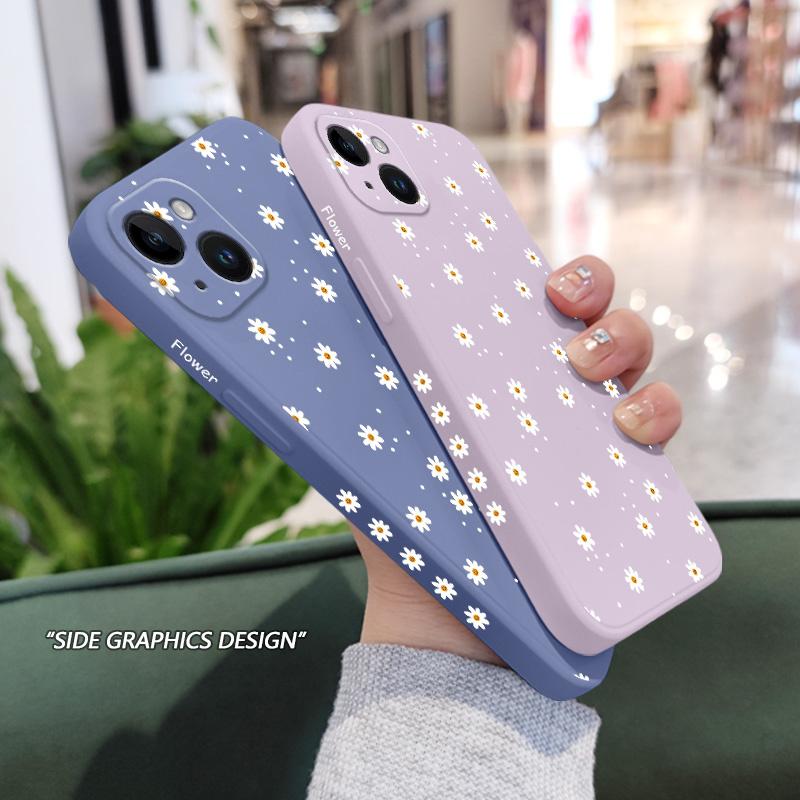Цветочный чехол с ромашками для iPhone 17 17 Air 16 15 14 13 12 11 X XR XS Plus Pro Max Mini Силиконовый чехол